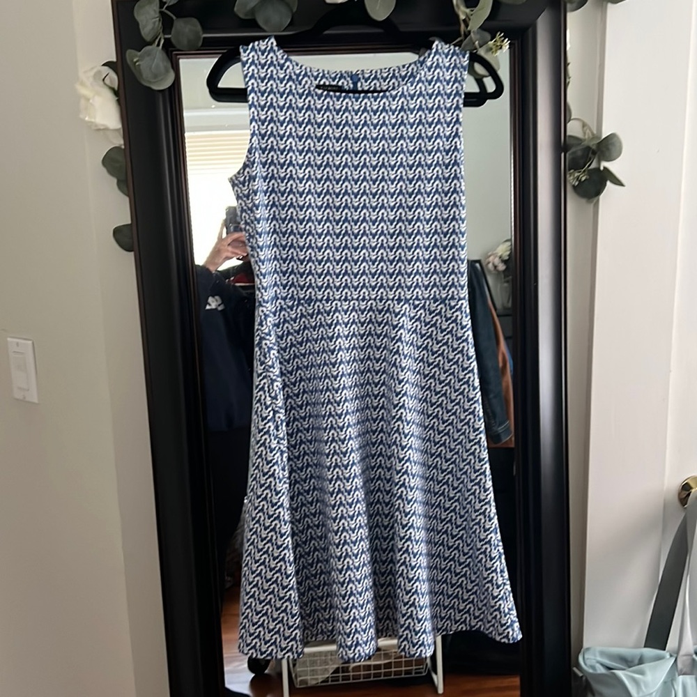 Talbots blue & white patterned dress